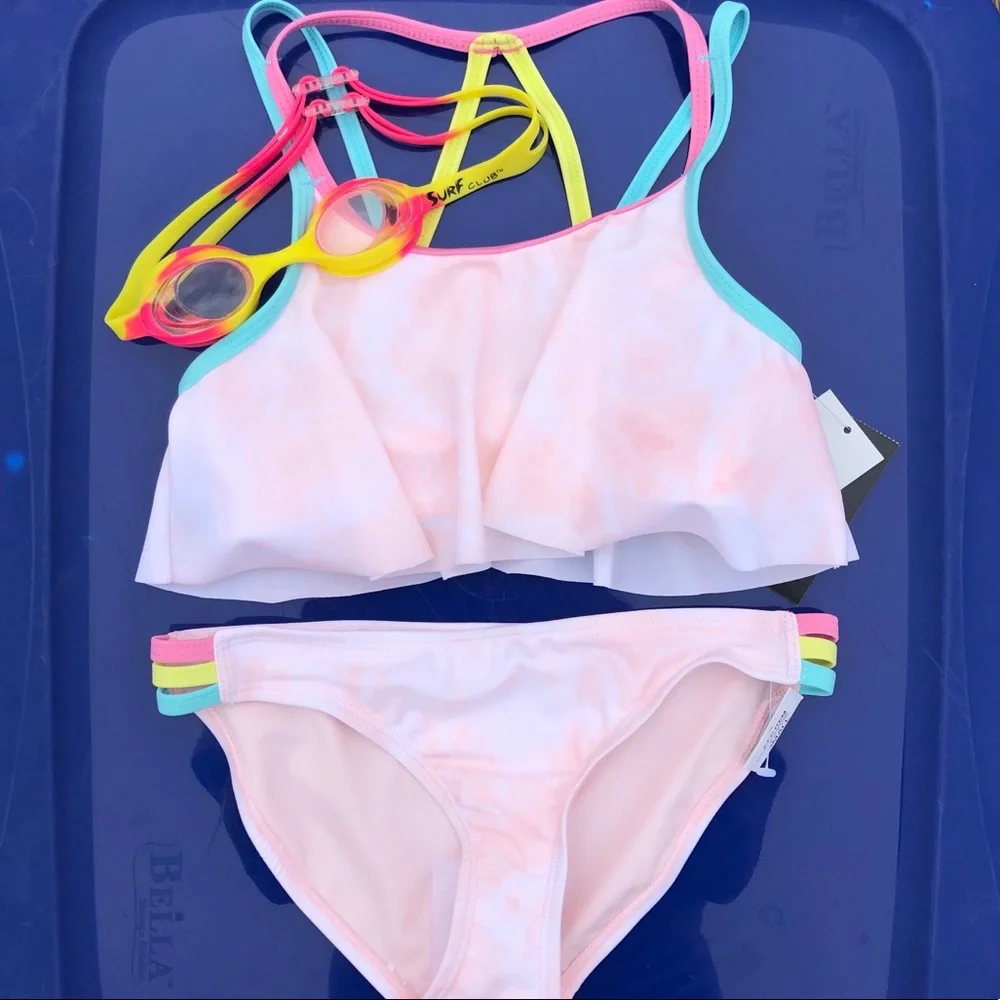 - Ideology S Girls Pink Tie Dye Flounce Bikini! NEW!